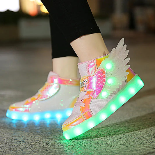 Vrijetijdsschoenen voor kinderen Nieuwe kleine middelgrote kinder-LED-oplaadlichtgevende schoenen Kinderschoenen USB Kleurrijke lichte schoenen