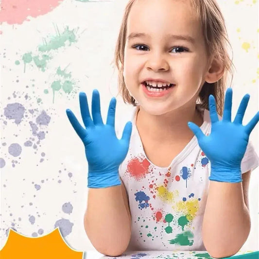 Disposable Nitrile Gloves for Kids Ages 5-15 Multipurpose Latex Free Food Service Gloves for Students Crafts Activities School