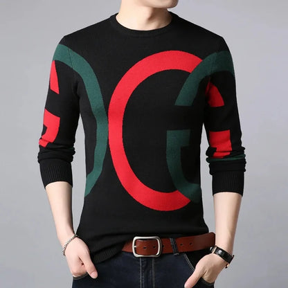 Fashion Korean Style Sweater New Arrival Autumn Winter Slim Male Knitted Pullover Sweater Teenage Boy Men's Sweater With Letters