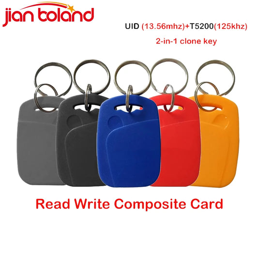 10pcs 2 во 1 двојна чип фреквенција RFID Keyfob 125KHZ T5577 13.56MHZ UID препишувач Идентификат за контрола на клучеви за пристап