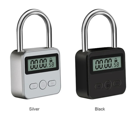 Smart Time Lock LCD Display Time Lock Multifunction Travel Electronic Timer, Waterproof USB Rechargeable Temporary Timer Padlock