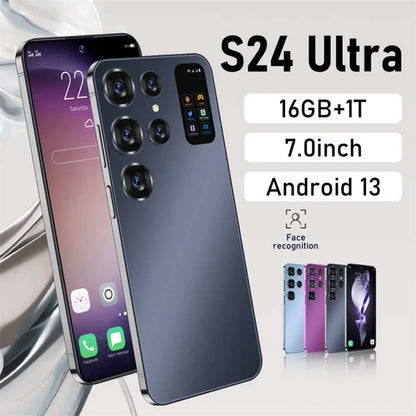 Celularët S24 Ultra Face Unlock Telefon inteligjent 7.0 inç Ekran 5G Origjinal 16GB+1TB Celular me dy kartë me kartë celular Android 7000mAh