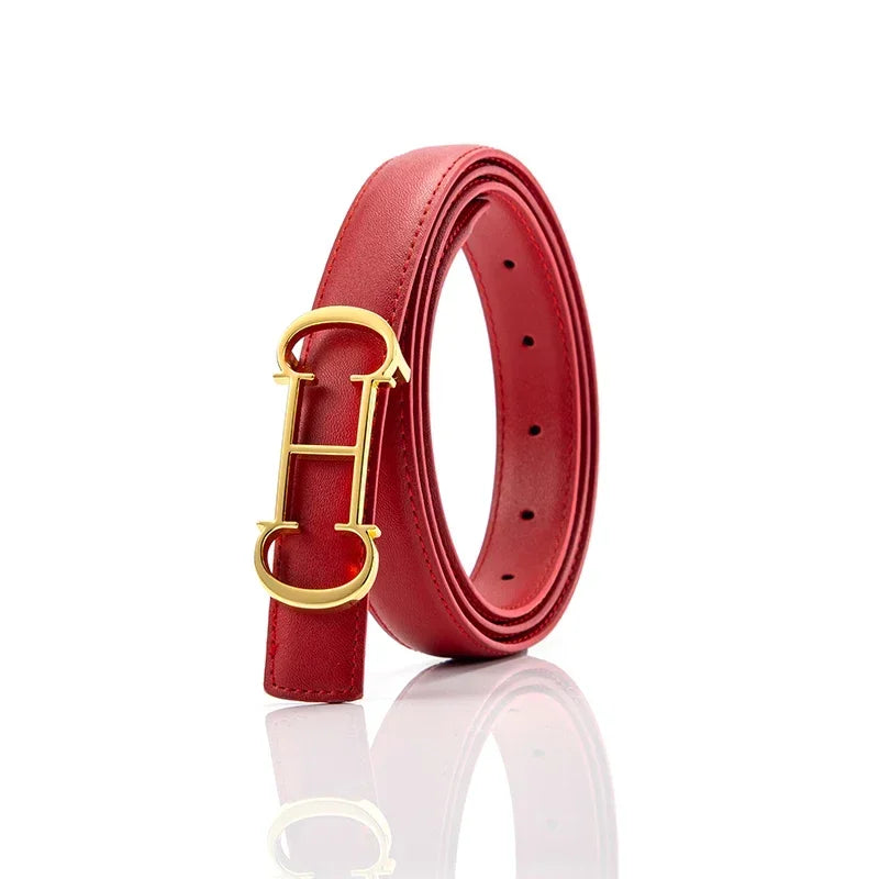 New personality Women's Luxury New Leather Belt Fashion 2.5Cm Slim Fit Slim Waist Casual Business Belt 95-110CM