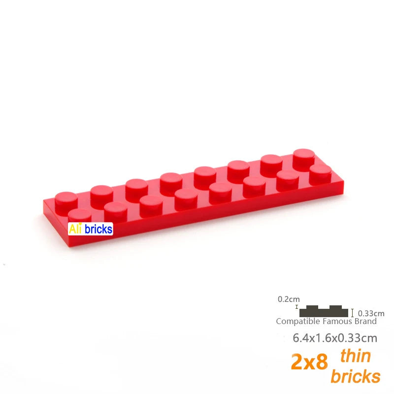 200PCS Bulk Building Blocks Thin Figures Bricks 2x8 Dots 13Color Educational Creative Size Compatible With 3034 Toy for Children