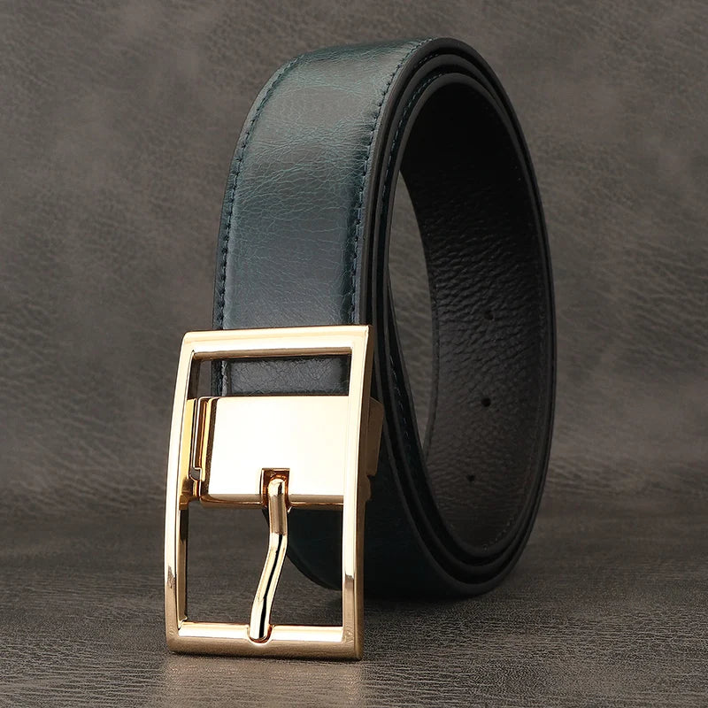 Green men designer belts high quality pin buckle genuine leather casual younth luxury famous brand cowboy cowhide Waistband