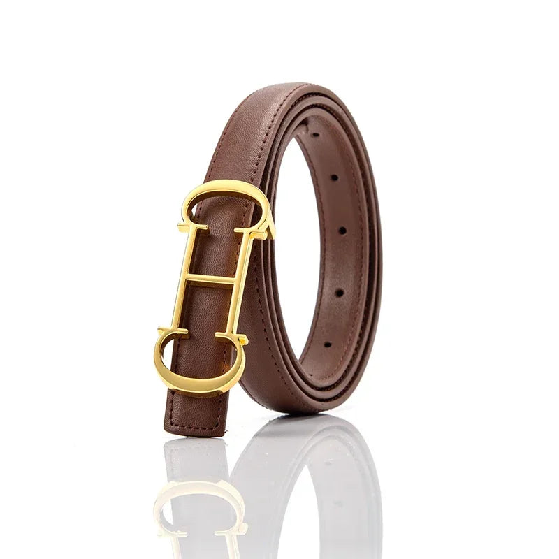 New personality Women's Luxury New Leather Belt Fashion 2.5Cm Slim Fit Slim Waist Casual Business Belt 95-110CM