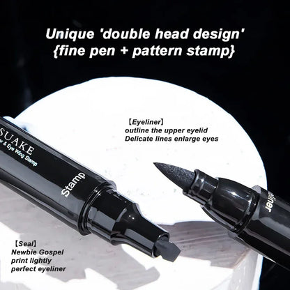 2 In1 Winged Stamp Liquid Eyeliner Pencil Water Proof Fast Dry Double-ended Black Seal Eye Liner Pen Make Up for Women Cosmetics