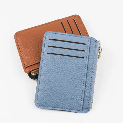 9 Card Slots Ultra-thin Zipper Credit Card Holder 100% Leather Men's Wallet Slim Simplicity Coin Purse Wallet Cardholder Bags