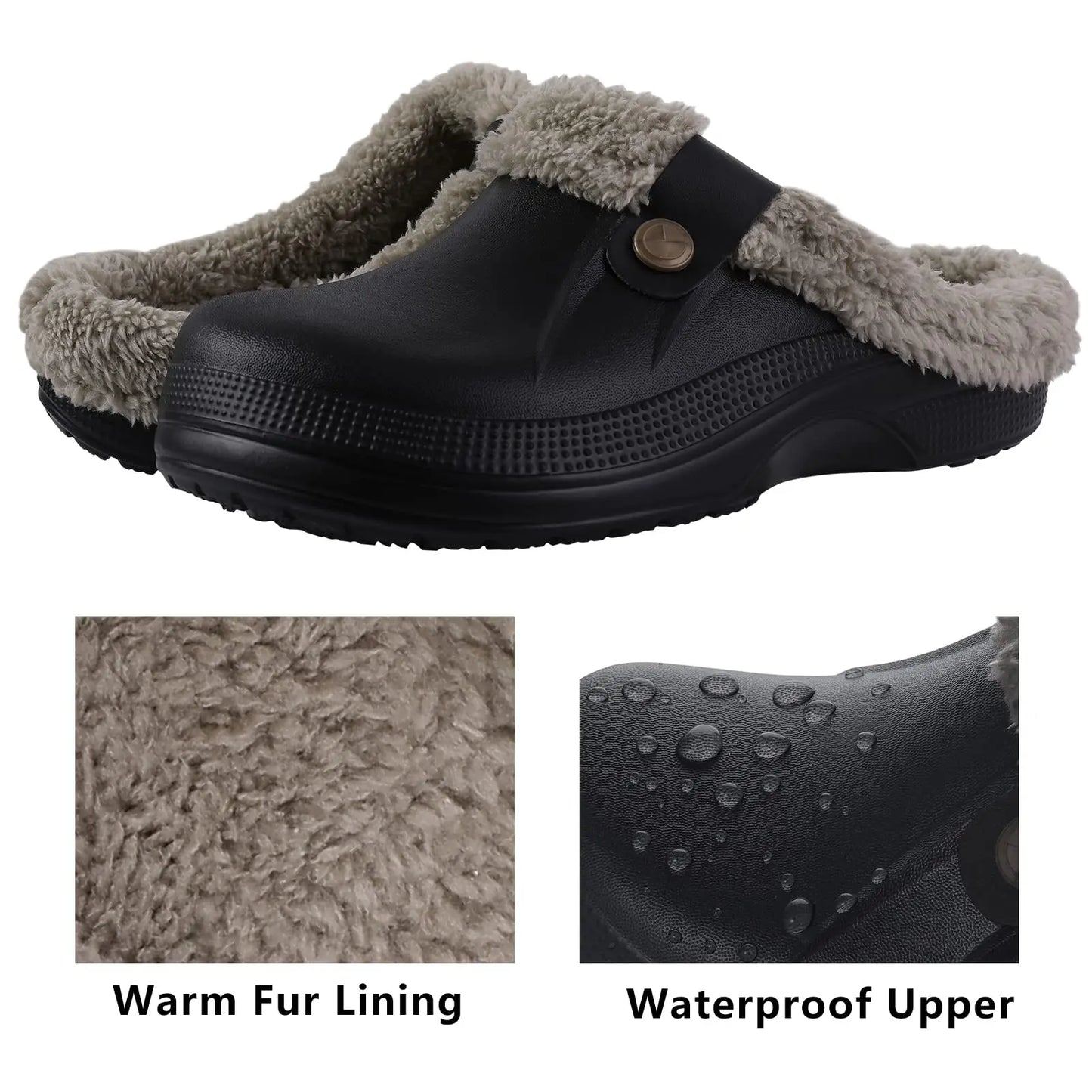 Comwarm New Home Warm Slippers For Women Men Soft Plush Slippers Female Clogs Outdoor Waterproof Non-slip Cotton Slippers 46-47