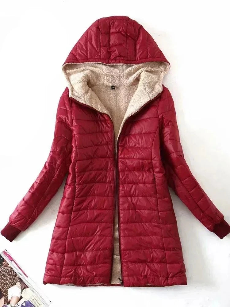 Edition Hooded Fit Plus Fleece Cotton Coat Warm Lamb Fleece Parkas Winter Jackets