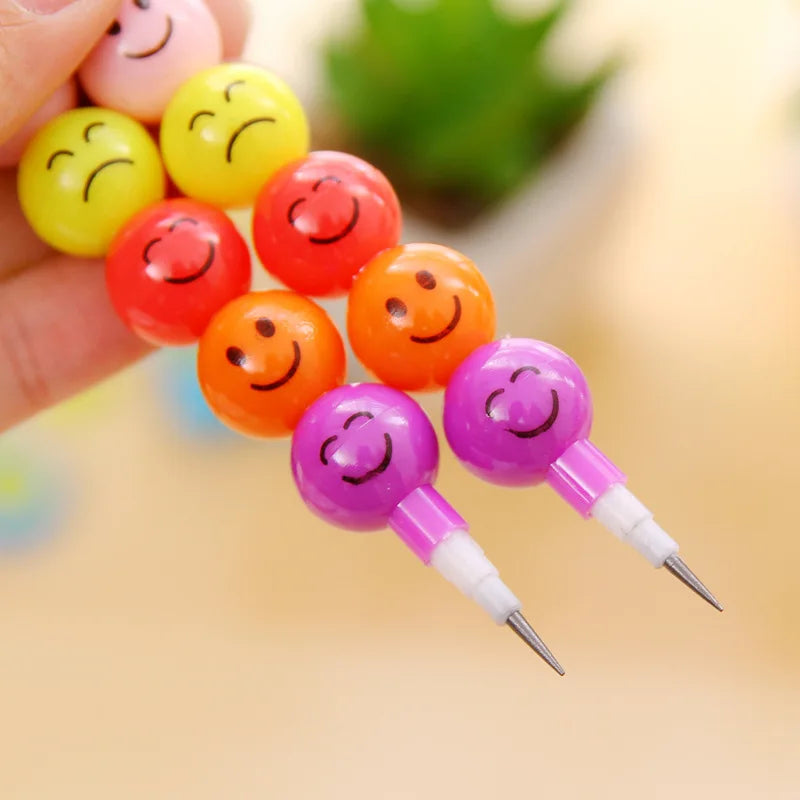 Lollipop Building Block Pencil Painting Cartoon Crayon Cute Smiley Graffiti Colors Pencils Non Sharpening Pencil School Supplies