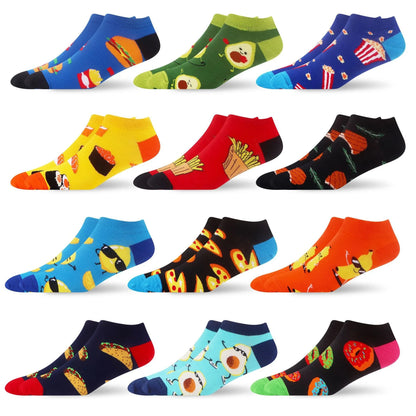 Fashion Casual Men's Socks Art Harajuku Fruit Animal Food Funny Cotton Socks