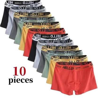 10Pcs / Moški spodnje perilo modno spodnje perilo visoko Stretch Boxer hlače, ki dihajo mehke moške hlače Comm Velikost L-4XL