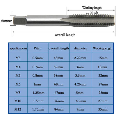 T-type 3mm to 6mm hand tap wrench thread tapping tool set hand wrench thread tapping M6 to M8 tool set