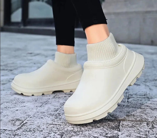 Women Shoes Kitchen Work Shoes Oil-resistant Waterproof Non-slip Hotel Restaurant Chef Shoes Winter Flat Boots For Couple