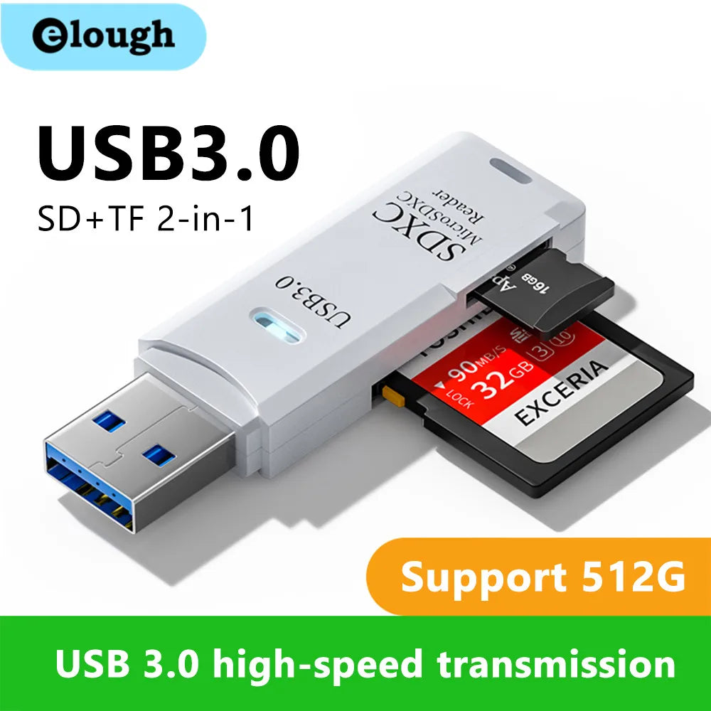 2 in 1 USB 3.0 Card Reader Micro sd card Reader usb adapter High Speed Cardreader TF Memory card For PC Laptop Accessories