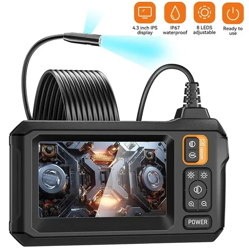 Industriële Endoscoop Camera 8mm HD1080P 4.3inch IPS Scherm 1080P Pijp Inspectie Camera voor Auto Reparatie IP67 Waterdicht 8 LEDS