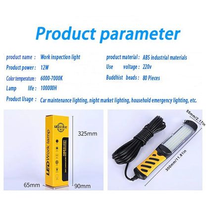 120 Beads Hot High Quality Hand-held Inspection Lamp Wired Practical Portable Work Light With Powerful Magnet Rotating Hook