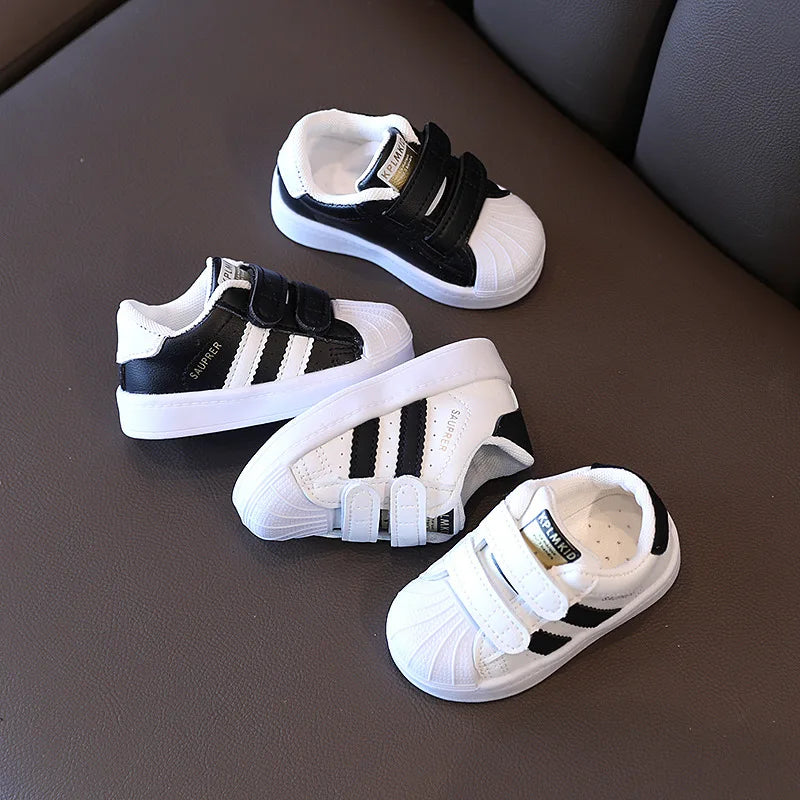 Toddler Baby Kids Fashion Design Walking Shoes Sneakers White Non-slip Casual Shoes Boys Girls Breathable Outdoor Board Shoes