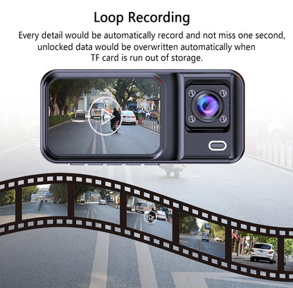 3 Channel Dash Cam for Cars Camera Black Box 1080P Video Recorder Rear View Camera for Vehicle Car DVR car accessories