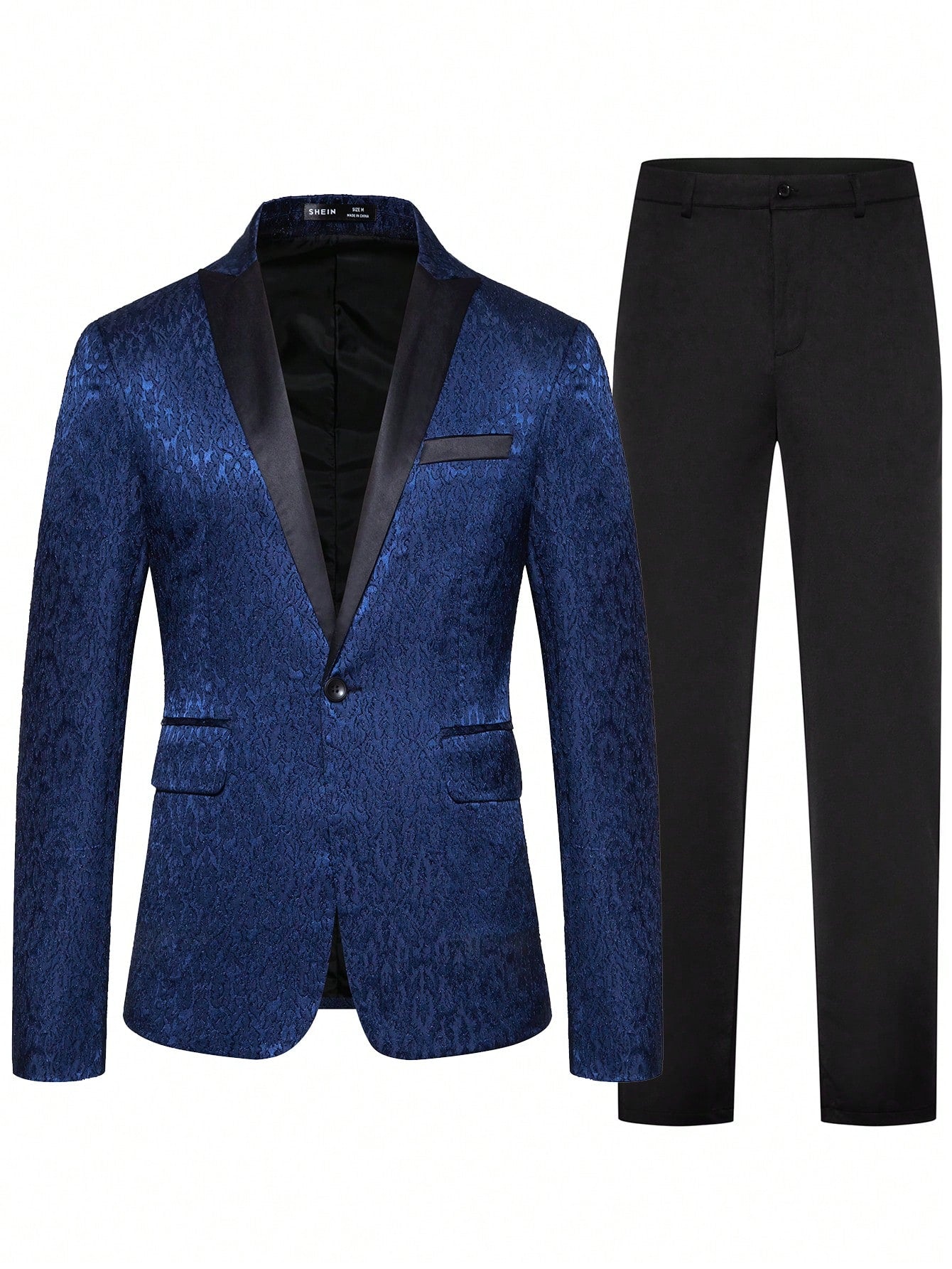 Manfinity Mode Men Jacquard Peak Collar Blazer & Suit Pants Set