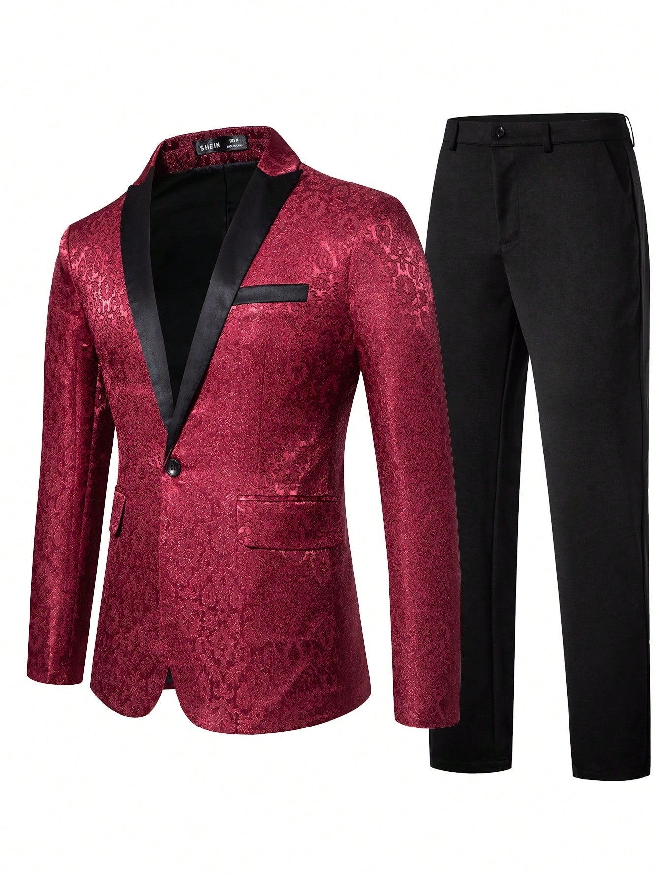 Manfinity Mode Men Jacquard Peak Collar Blazer & Suit Pants Set