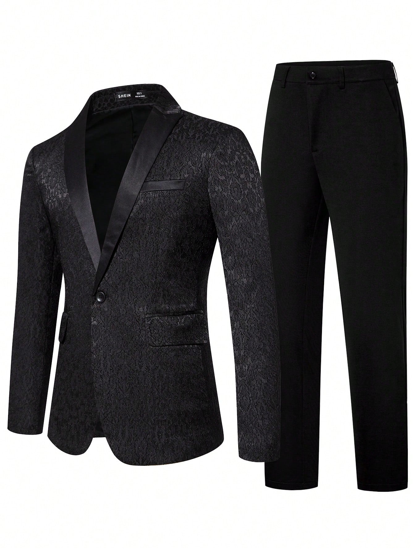 Manfinity Mode Men Jacquard Peak Collar Blazer & Suit Pants Set